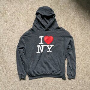 "I love NY" Print Grey Hoodie Merch